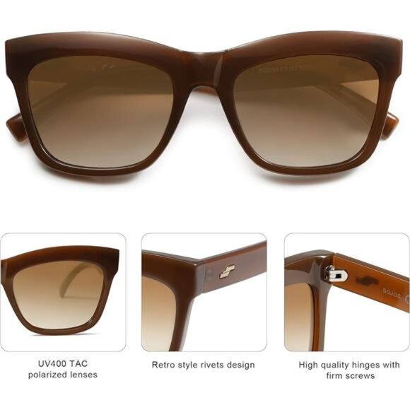 Cat Eye Polarized Sunglasses for Women Retro Trendy Bold Rectangular Sunnies main image 4